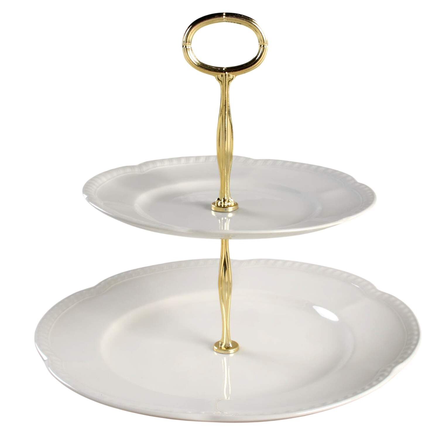 Old English White (Undecorated) 6 5/8"-10"  2 Tiered Serving Tray (Dp, Sp) HC by Johnson Brothers-1