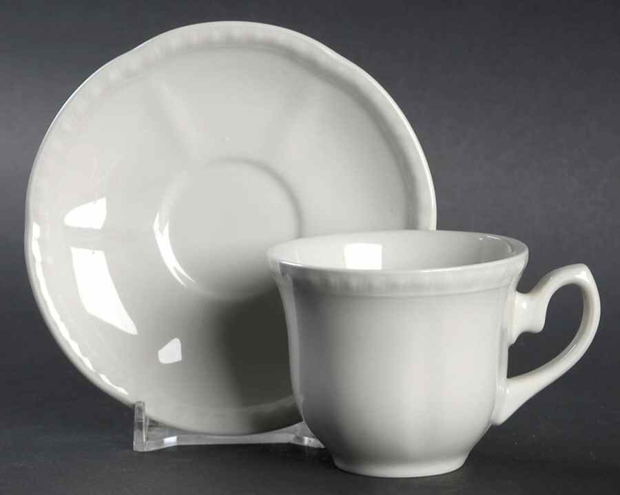Old English White (Undecorated) Flat Demitasse Cup & Saucer Set by Johnson Brothers-1