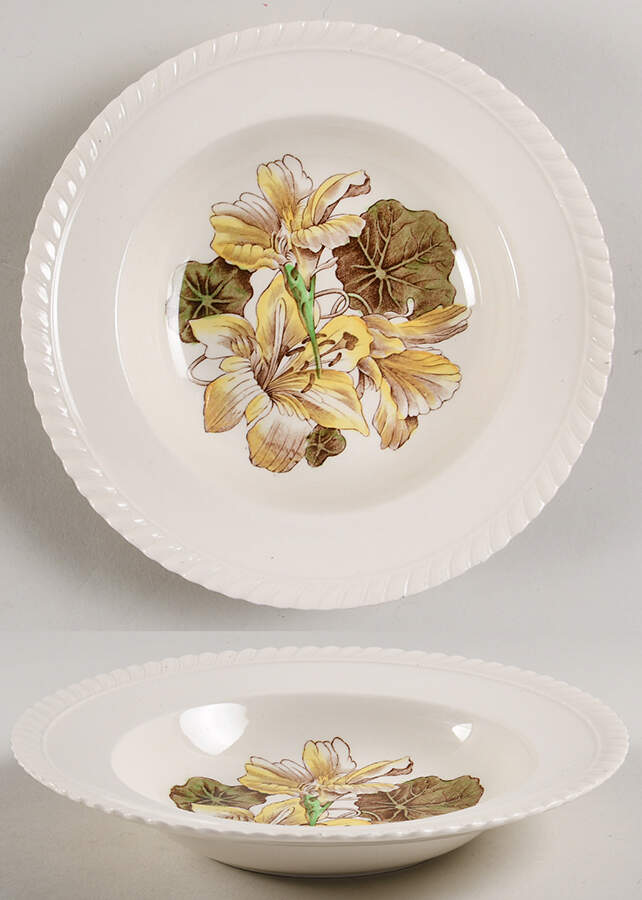 Old Flower Prints Rim Soup Bowl by Johnson Brothers-1