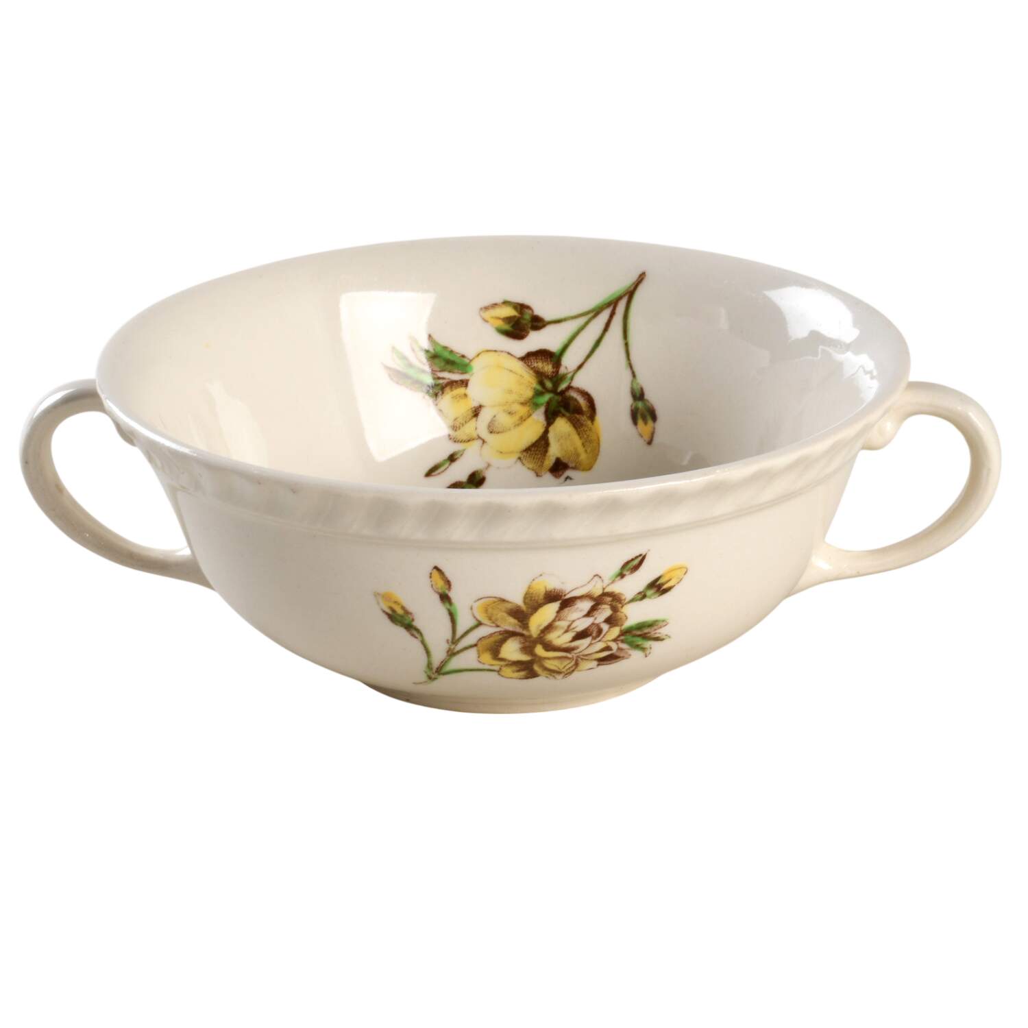 Old Flower Prints Flat Cream Soup Bowl by Johnson Brothers-1