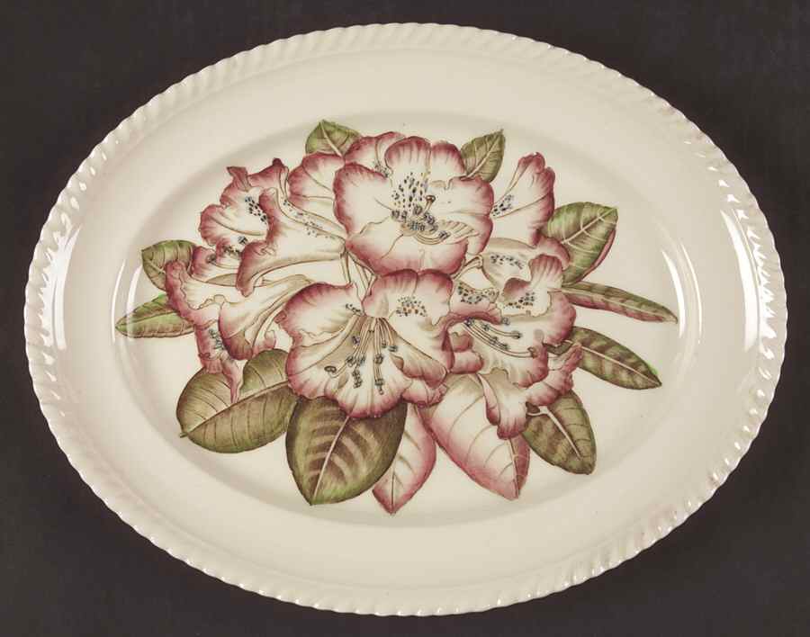 Old Flower Prints 12" Oval Serving Platter by Johnson Brothers-1