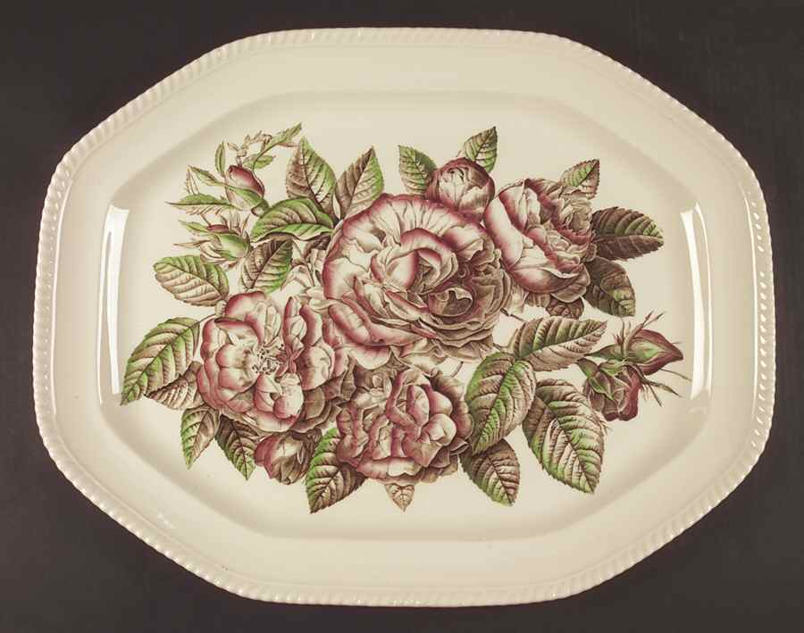 Old Flower Prints 20" Oval Serving Platter by Johnson Brothers-1