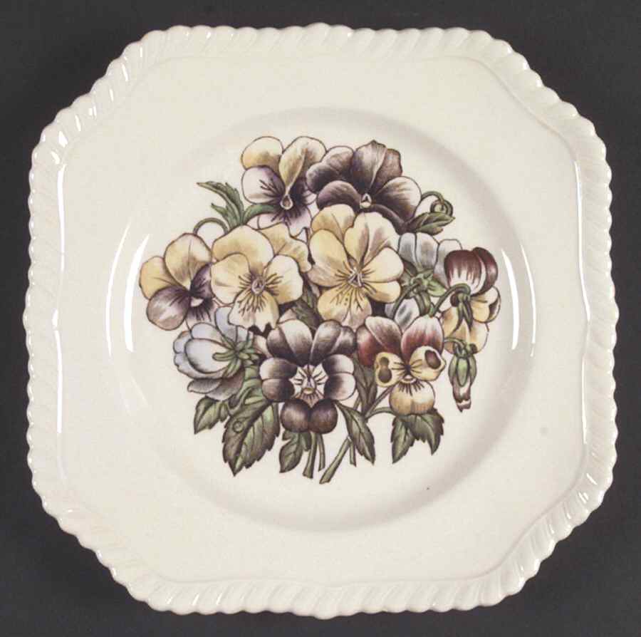 Old Flower Prints Square Salad Plate by Johnson Brothers-1