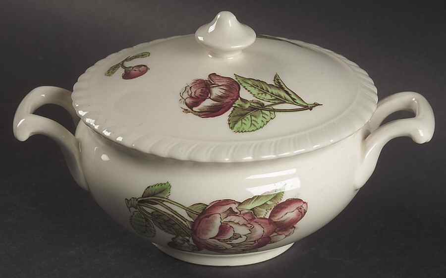 Old Flower Prints Sugar Bowl & Lid by Johnson Brothers-1