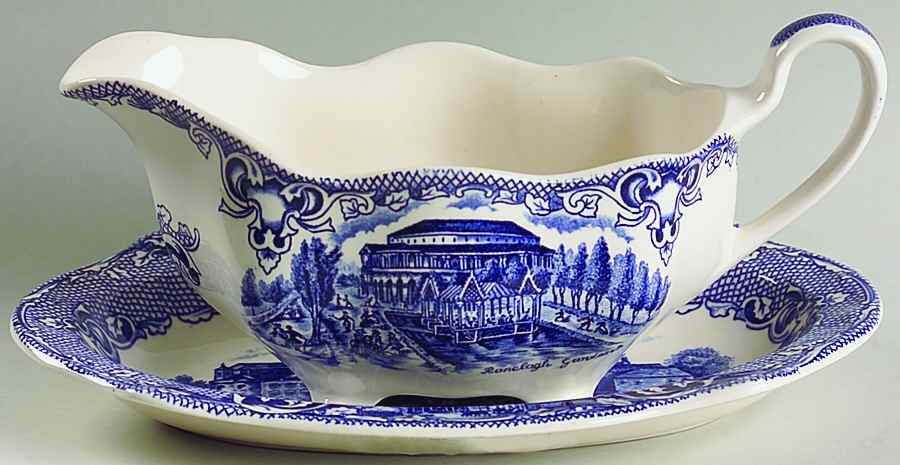 Old London Blue Gravy Boat & Underplate/Relish by Johnson Brothers-1