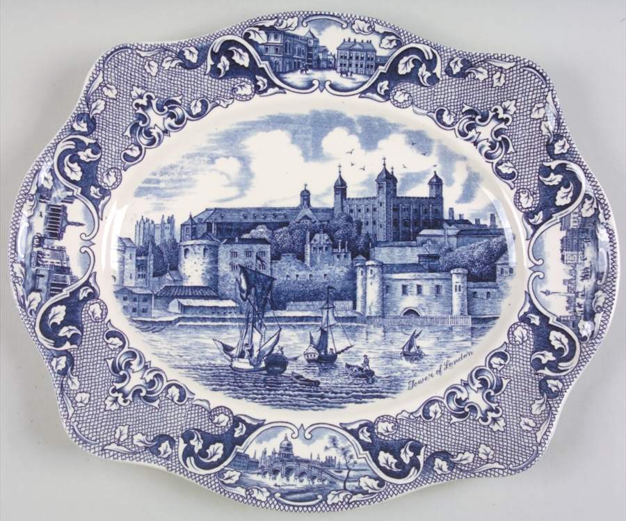 Old London Blue 13" Oval Serving Platter by Johnson Brothers-1