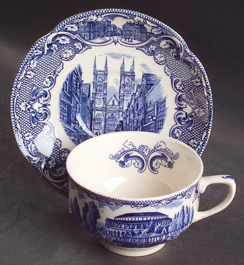 Old London Blue Flat Cup & Saucer Set by Johnson Brothers-1