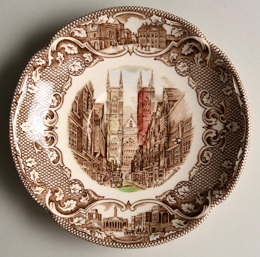 Old London Brown Multicolor Saucer by Johnson Brothers-1