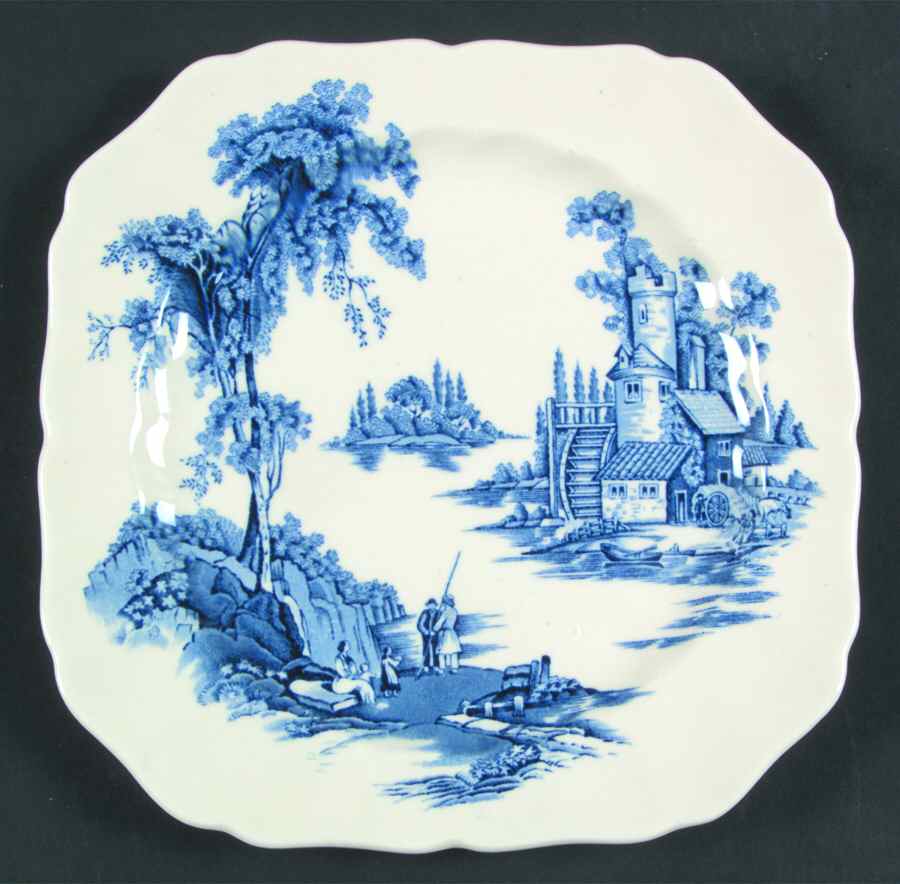 The Old Mill Blue Square Salad Plate by Johnson Brothers-1