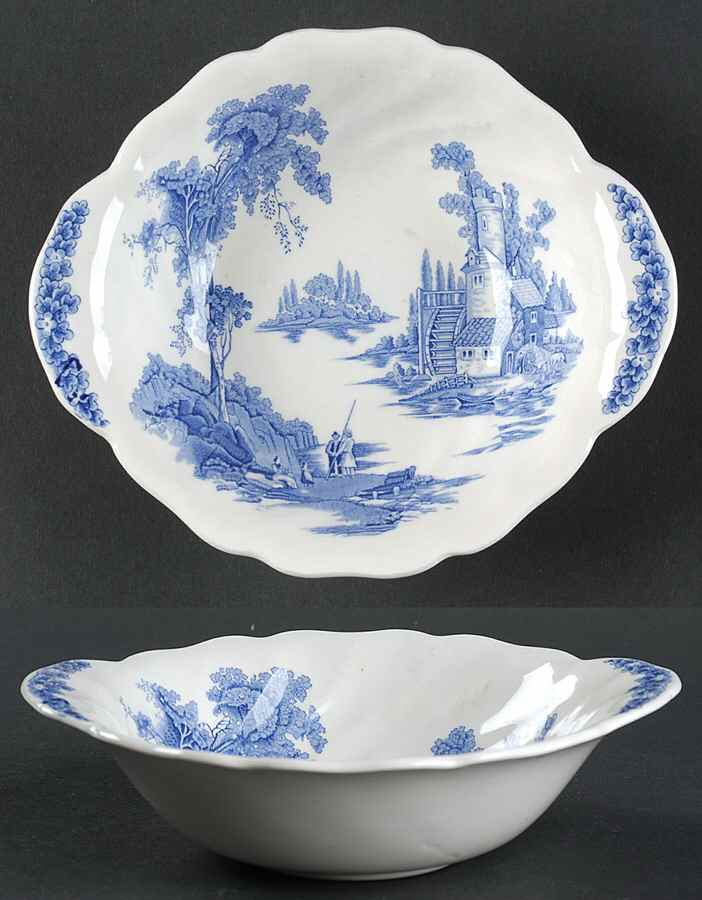 The Old Mill Blue Lugged Cereal Bowl by Johnson Brothers-1