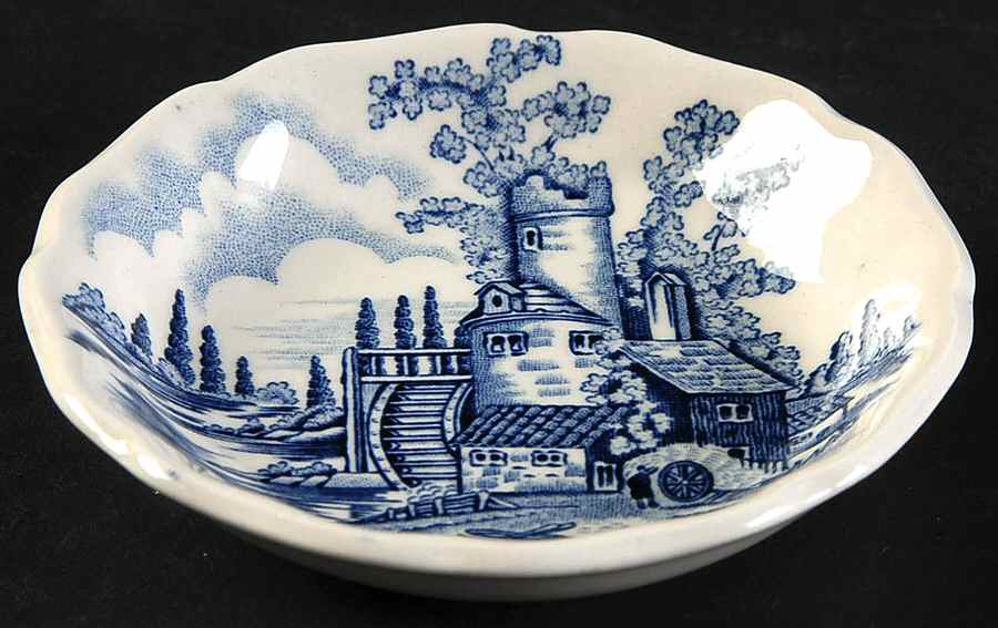 The Old Mill Blue Butter Pat by Johnson Brothers-1