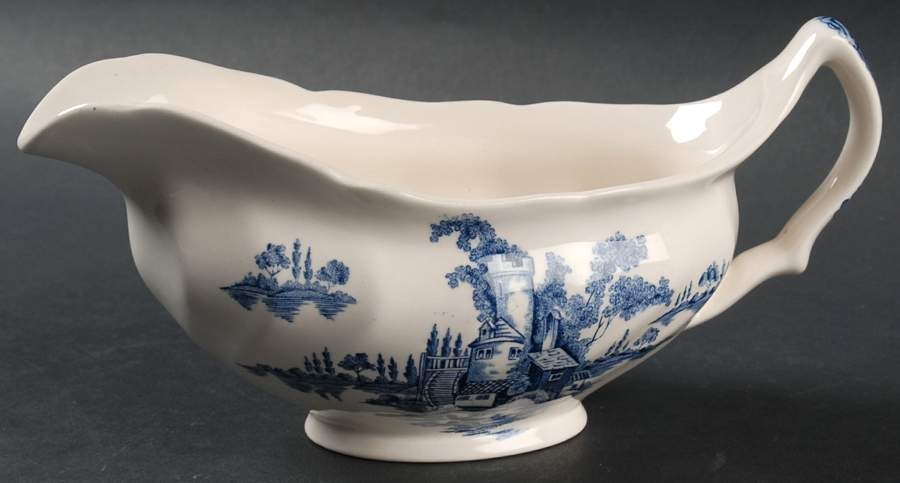 The Old Mill Blue Gravy Boat by Johnson Brothers-1
