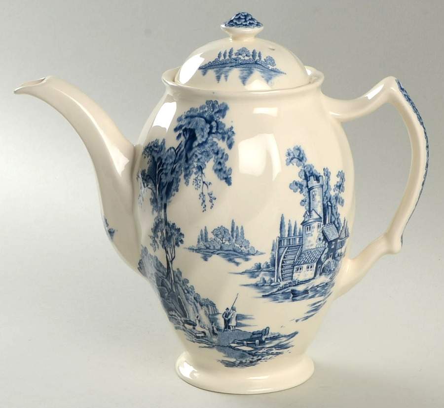 The Old Mill Blue Coffee Pot & Lid by Johnson Brothers-1