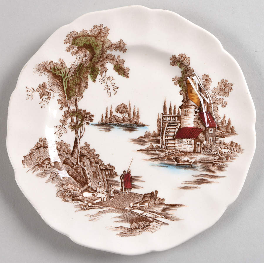 The Old Mill Brown Multicolor Bread & Butter Plate by Johnson Brothers-1