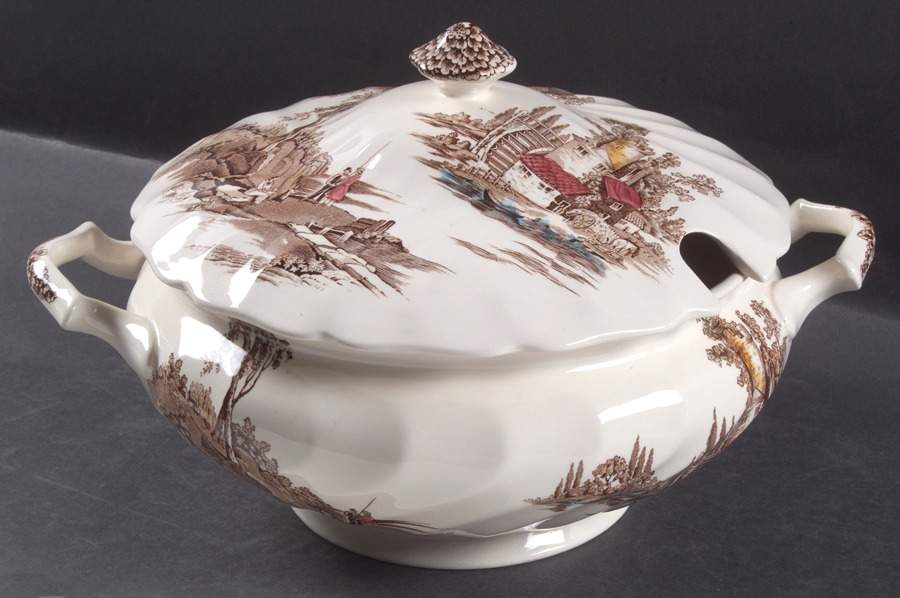 The Old Mill Brown Multicolor Tureen &  Lid by Johnson Brothers-1