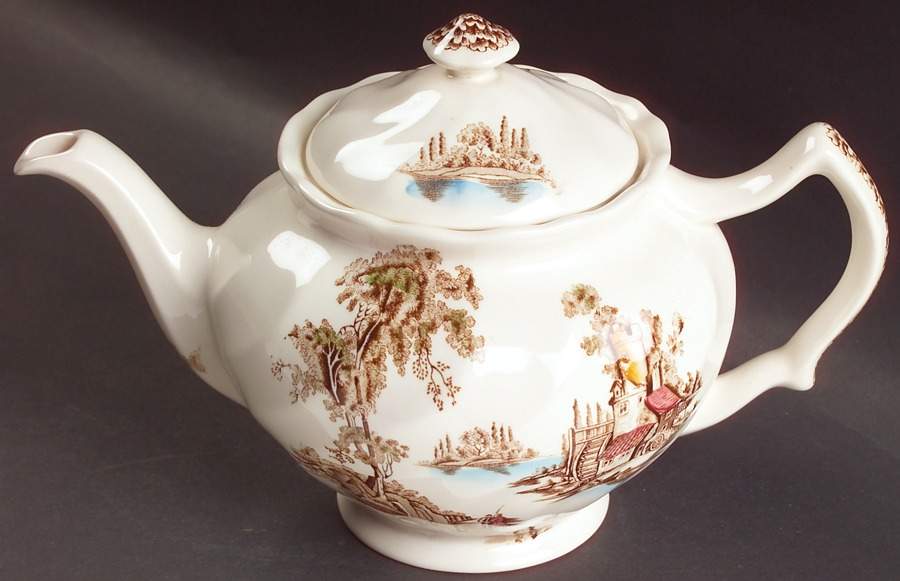 The Old Mill Brown Multicolor Teapot & Lid by Johnson Brothers-1