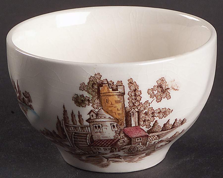 The Old Mill Brown Multicolor Mini Open Sugar Bowl by Johnson Brothers-1