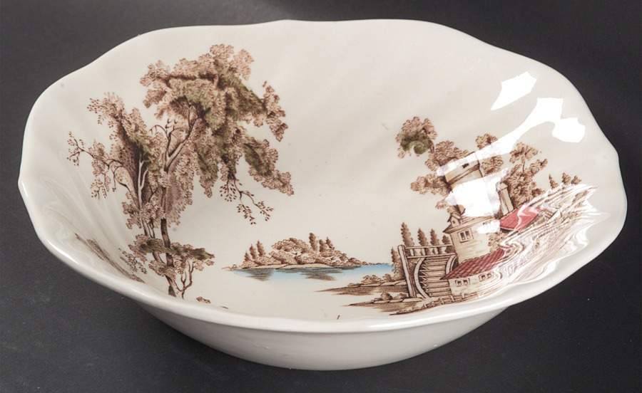 The Old Mill Brown Multicolor Square Soup Bowl by Johnson Brothers-1