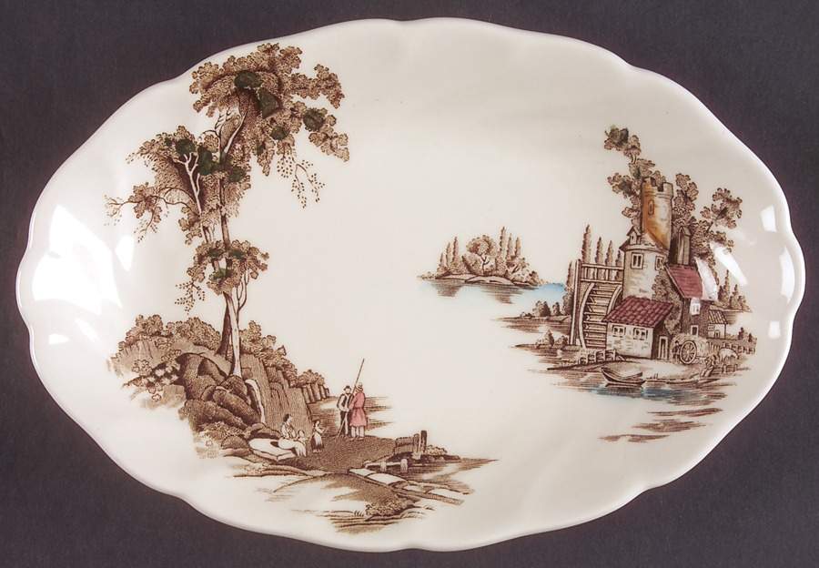 The Old Mill Brown Multicolor Relish/Gravy Underplate by Johnson Brothers-1