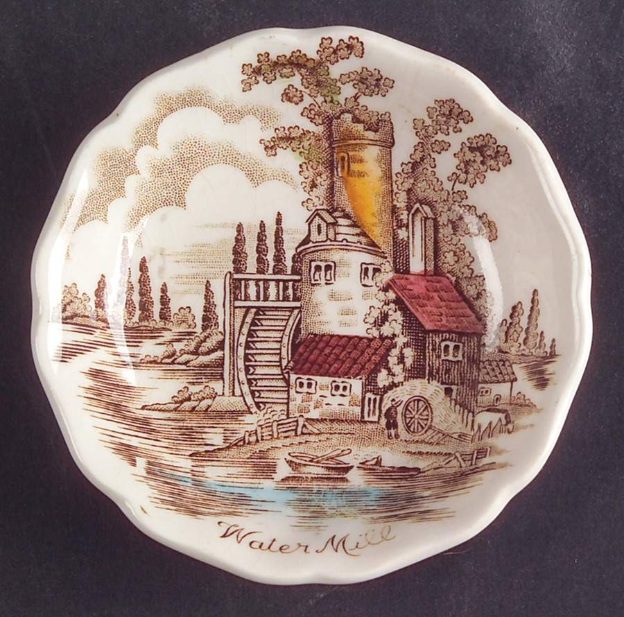 The Old Mill Brown Multicolor Butter Pat by Johnson Brothers-1