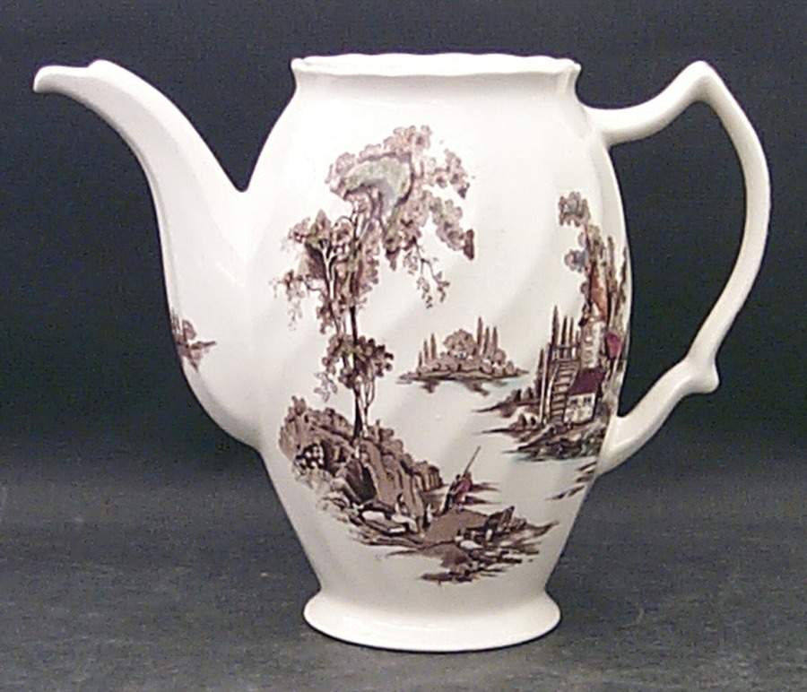 The Old Mill Brown Multicolor Coffee Pot No Lid by Johnson Brothers-1