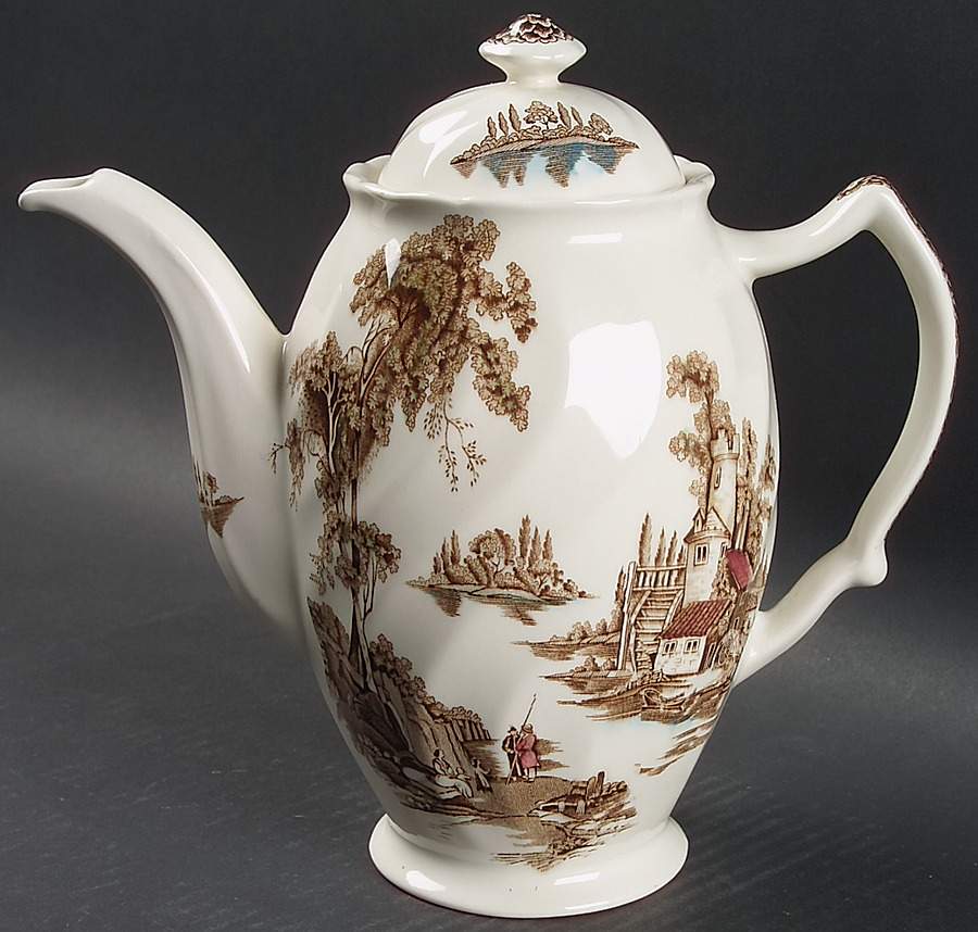 The Old Mill Brown Multicolor Coffee Pot & Lid by Johnson Brothers-1