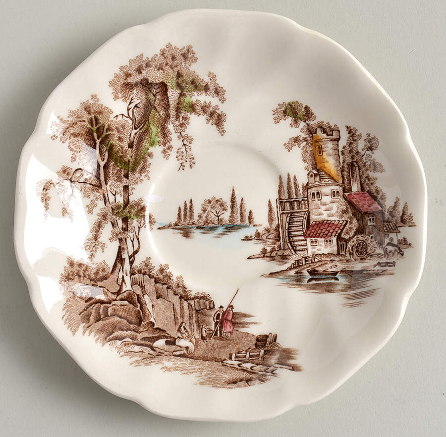 The Old Mill Brown Multicolor Saucer by Johnson Brothers-1