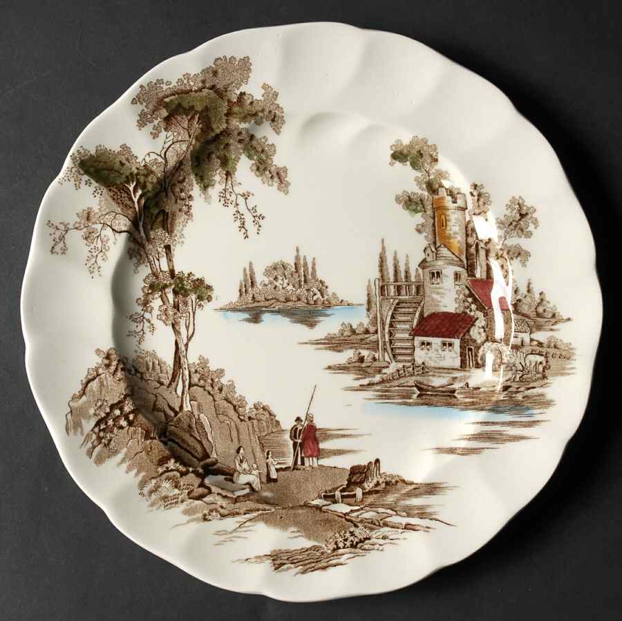 The Old Mill Brown Multicolor Luncheon Plate by Johnson Brothers-1