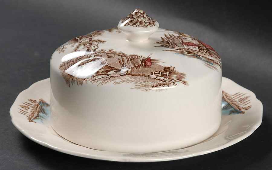 The Old Mill Brown Multicolor Round Covered Butter by Johnson Brothers-1