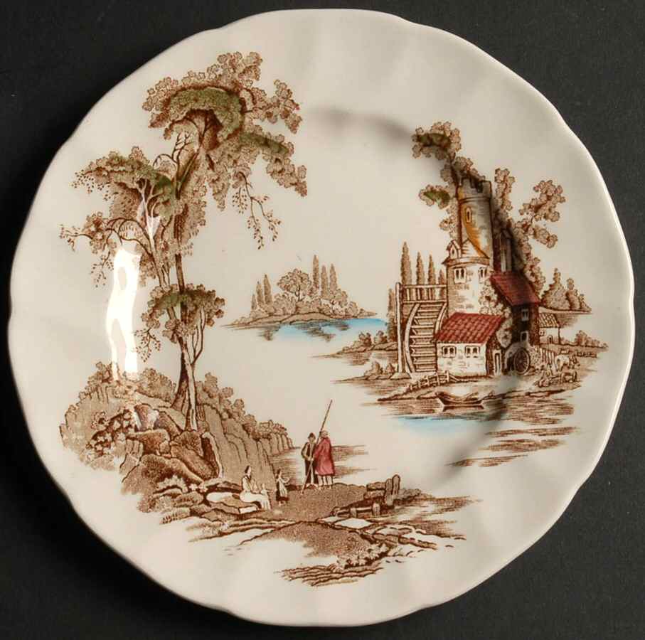 The Old Mill Brown Multicolor Dessert/Pie Plate by Johnson Brothers-1