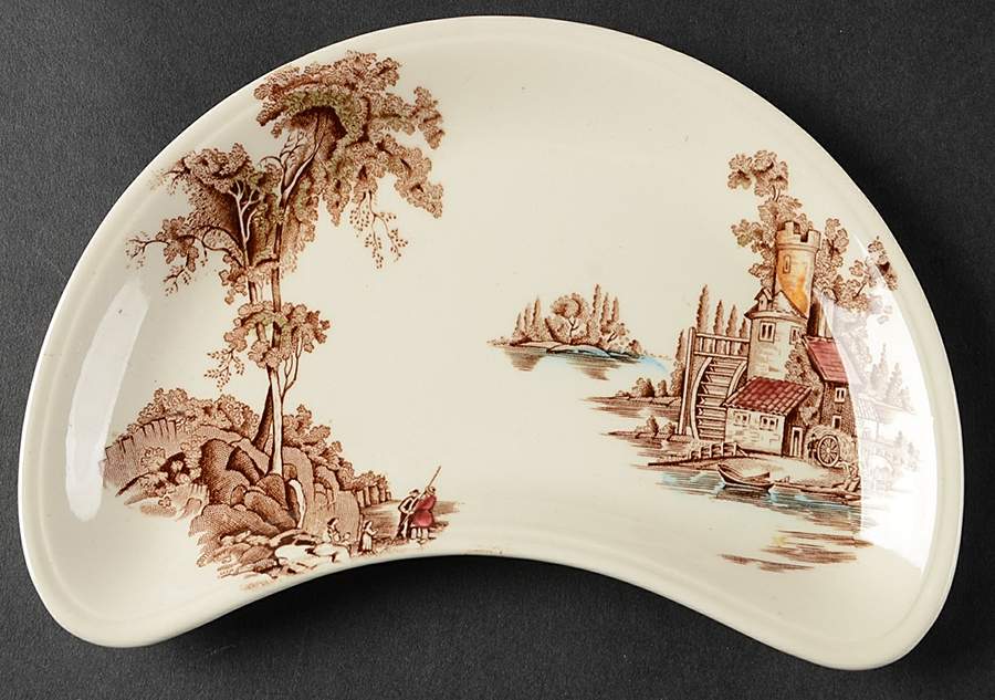 The Old Mill Brown Multicolor Crescent Salad Plate by Johnson Brothers-1