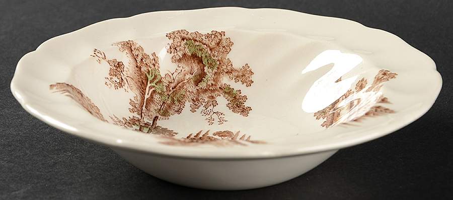 The Old Mill Brown Multicolor Rim Fruit/Dessert (Sauce) Bowl by Johnson Brothers-1