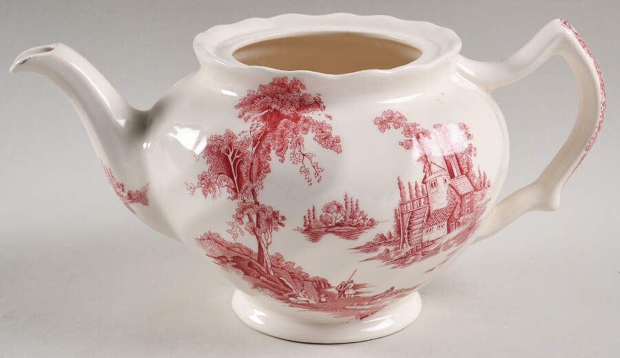 The Old Mill Pink Teapot No Lid by Johnson Brothers-1