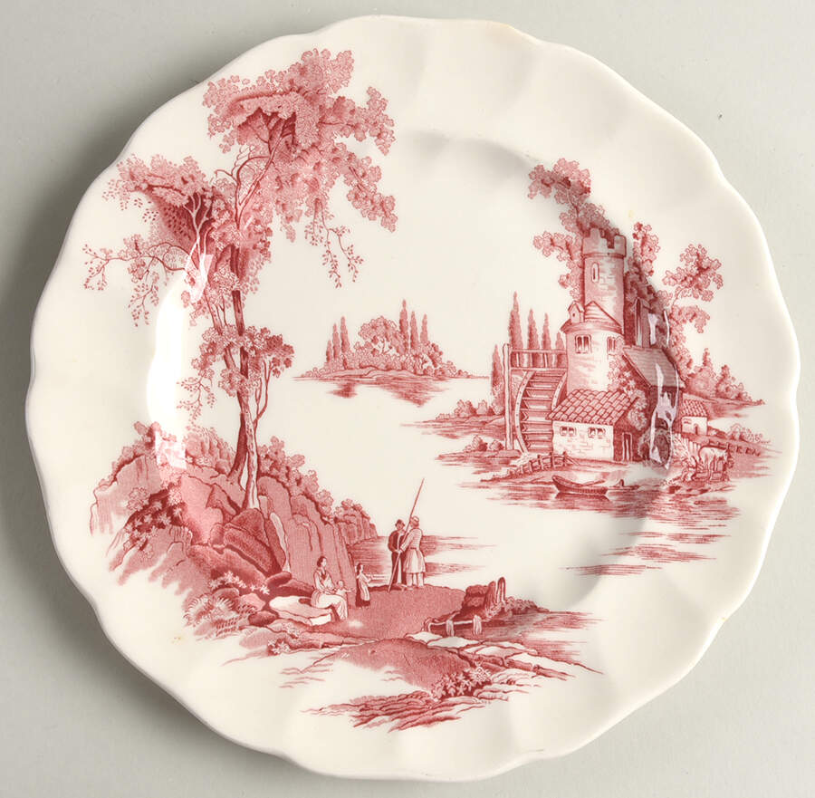 The Old Mill Pink Luncheon Plate by Johnson Brothers-1