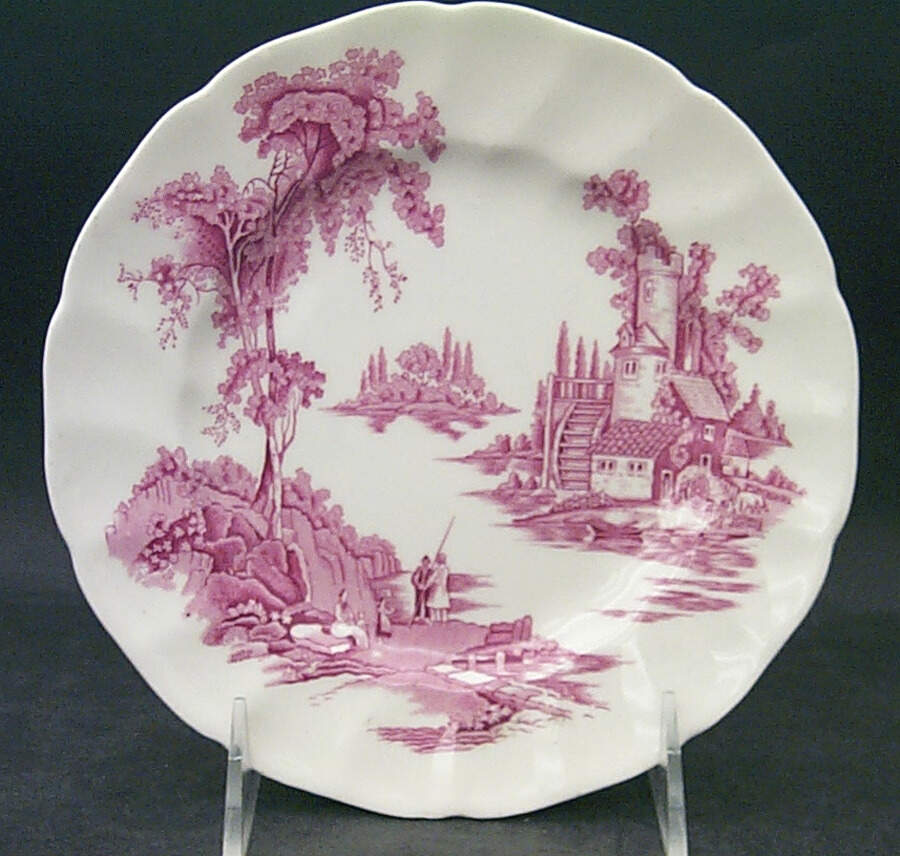 The Old Mill Pink Dessert/Pie Plate by Johnson Brothers-1