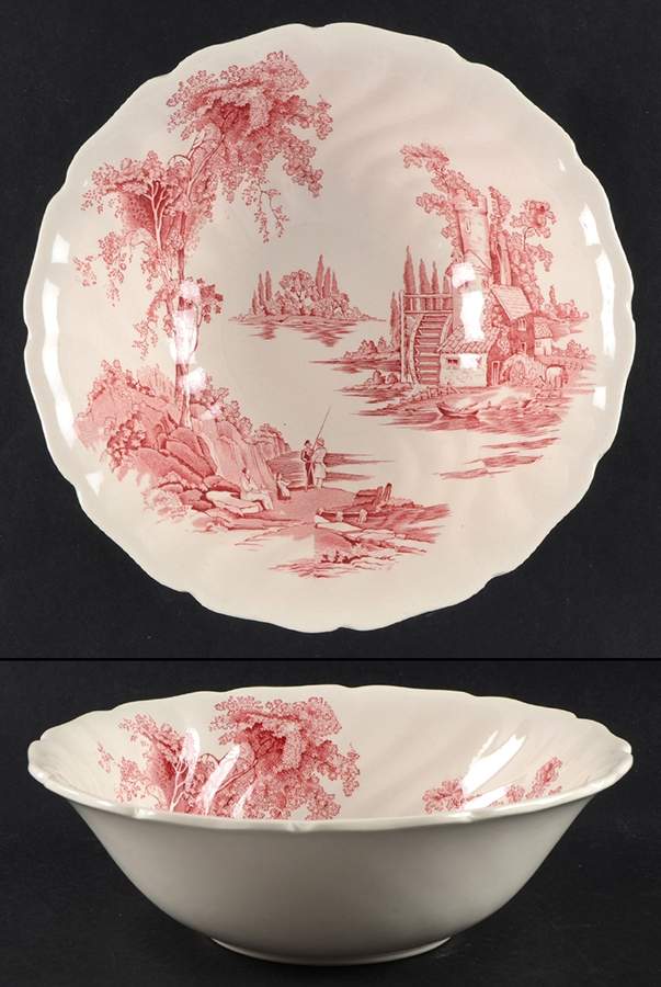 The Old Mill Pink 8" Round Vegetable Bowl by Johnson Brothers-1