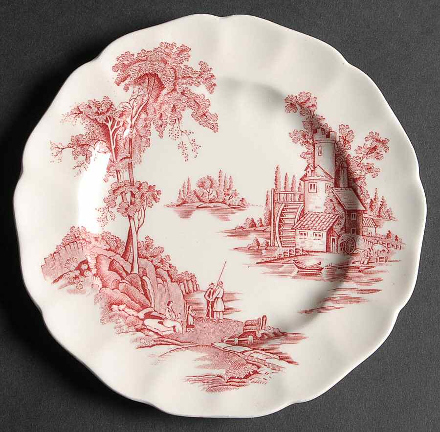 The Old Mill Pink Bread & Butter Plate by Johnson Brothers-1