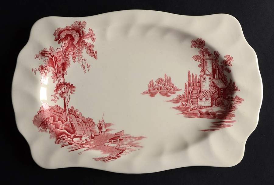 The Old Mill Pink 10" Rectangular Serving Platter by Johnson Brothers-1