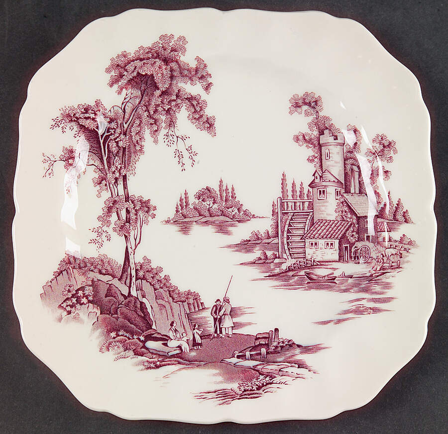 The Old Mill Purple Square Salad Plate by Johnson Brothers-1