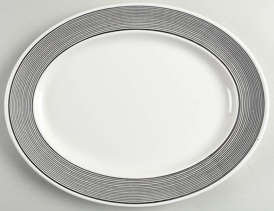 Orbit (Black & White) 13" Oval Serving Platter by Johnson Brothers-1