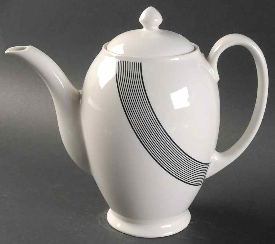 Orbit (Black & White) Coffee Pot & Lid by Johnson Brothers-1