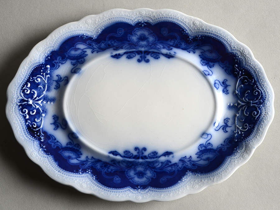 Oregon (Flow Blue) Underplate for Sauce Boat by Johnson Brothers-1