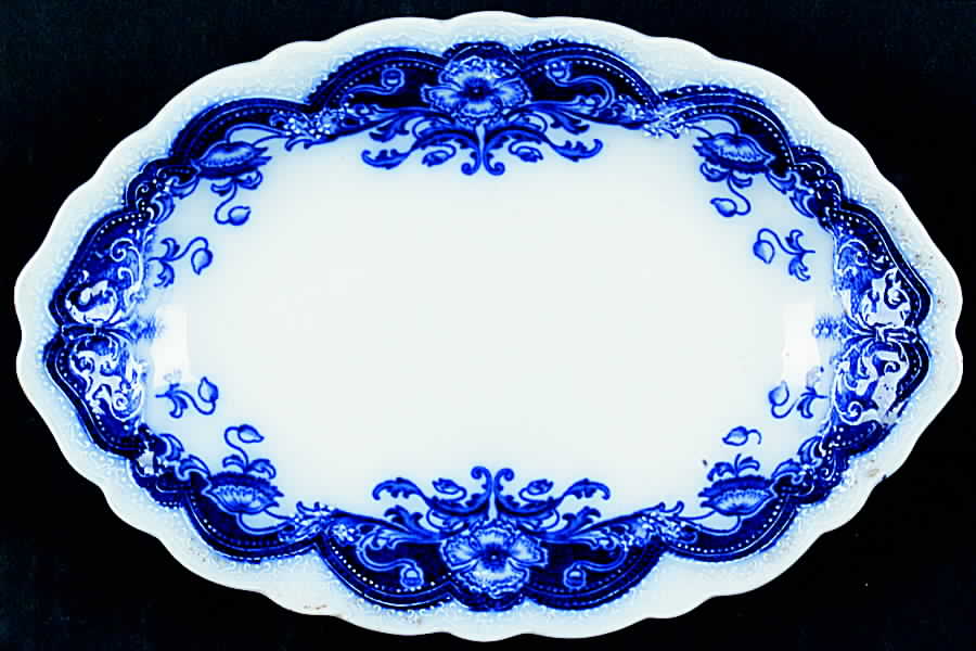 Oregon (Flow Blue) Relish/Gravy Underplate by Johnson Brothers-1