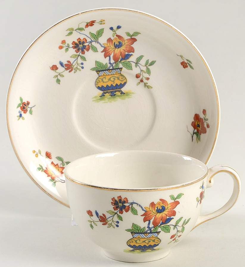 Orleans Flat Cup & Saucer Set by Johnson Brothers-1