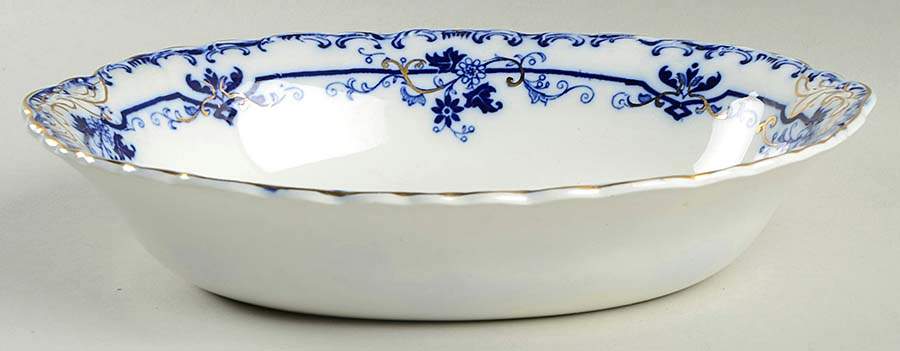 Oxford (Flow Blue) 9" Oval Vegetable Bowl by Johnson Brothers-1