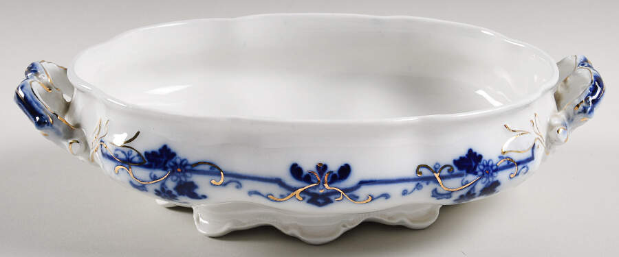 Oxford (Flow Blue) Oval Vegetable No Lid by Johnson Brothers-1