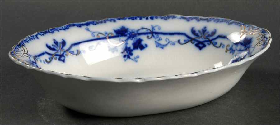 Oxford (Flow Blue) 8" Oval Vegetable Bowl by Johnson Brothers-1