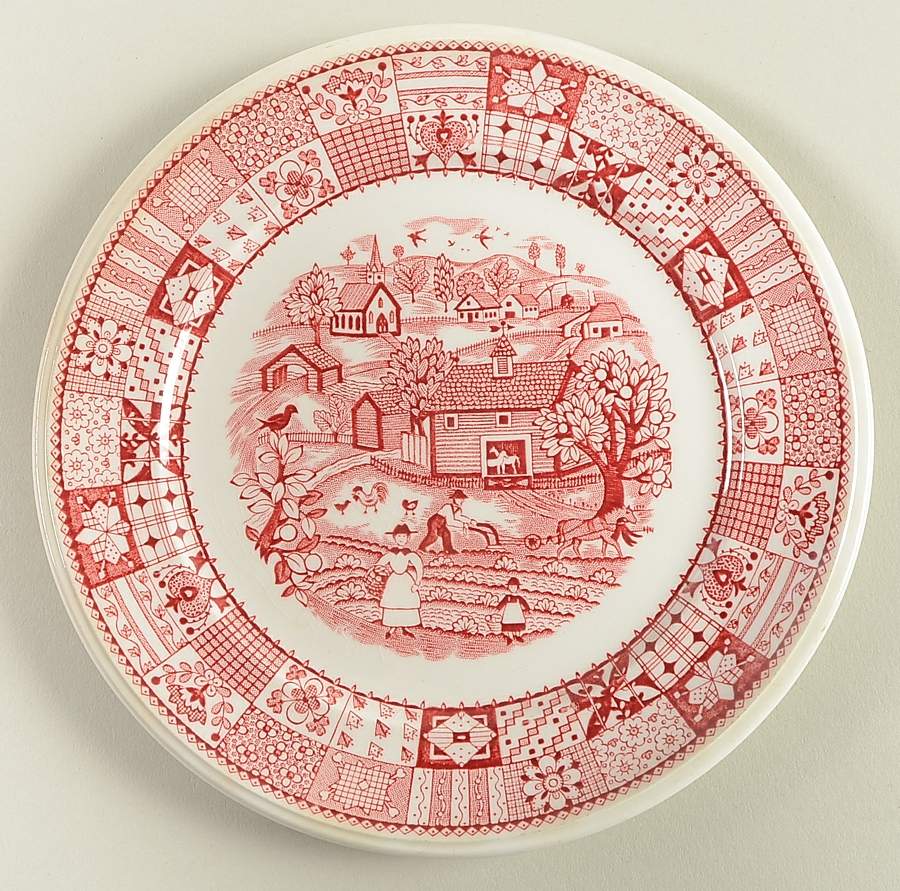 Patchwork Farm Pink Bread & Butter Plate by Johnson Brothers-1