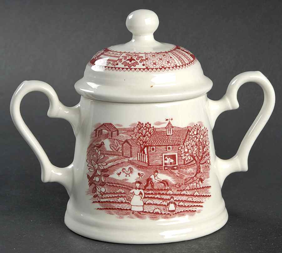 Patchwork Farm Pink Sugar Bowl & Lid by Johnson Brothers-1