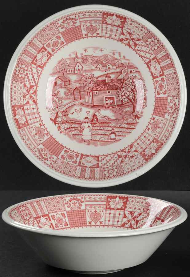 Patchwork Farm Pink Coupe Cereal Bowl by Johnson Brothers-1